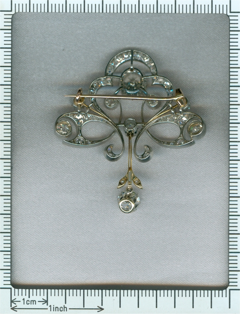 Broche Or Jaune Avec Perle Grise - Style Art Nouveau Belle Époque, France, Collection